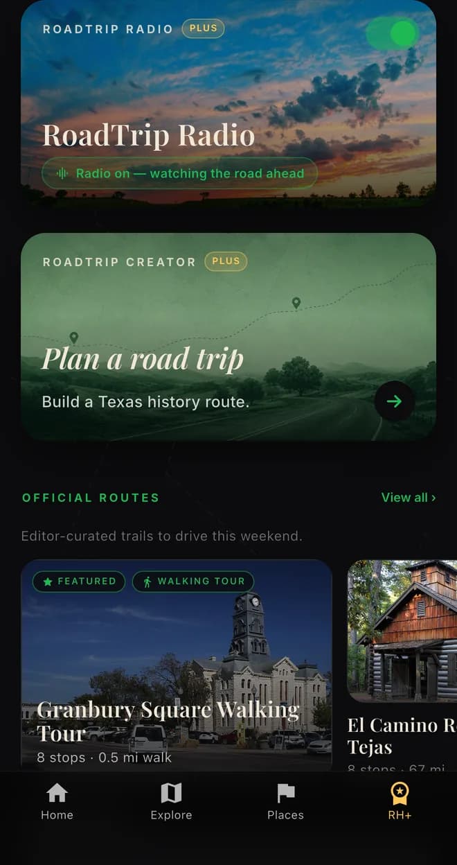 RoadTrip Radio and RoadTrip Creator in RoadHistorical+